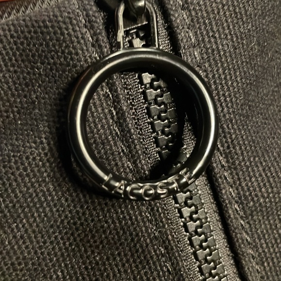 Lacoste Black Canvas Crossbody Bag with Cream Logo VGUC - Picture 5 of 6